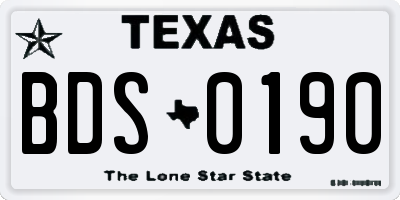 TX license plate BDS0190