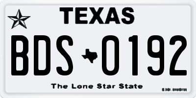 TX license plate BDS0192