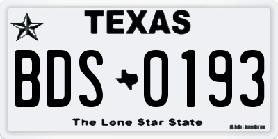 TX license plate BDS0193