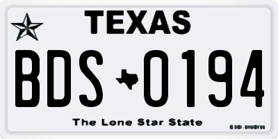 TX license plate BDS0194