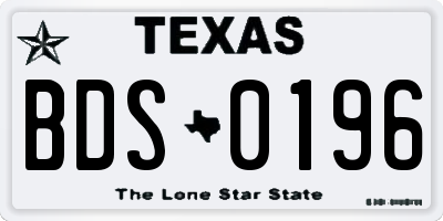 TX license plate BDS0196