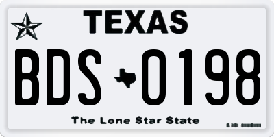 TX license plate BDS0198
