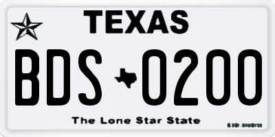 TX license plate BDS0200