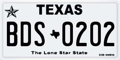 TX license plate BDS0202