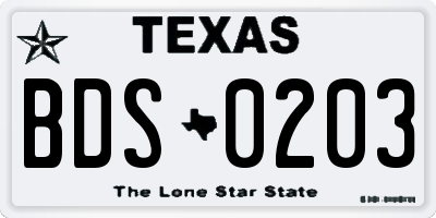 TX license plate BDS0203