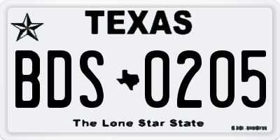 TX license plate BDS0205
