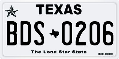 TX license plate BDS0206