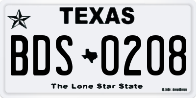 TX license plate BDS0208