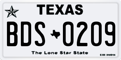 TX license plate BDS0209