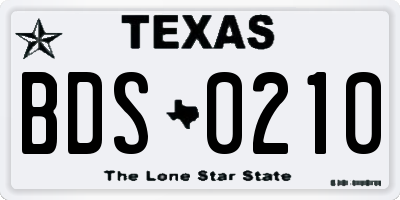 TX license plate BDS0210
