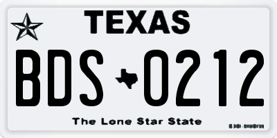 TX license plate BDS0212