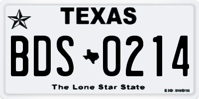 TX license plate BDS0214