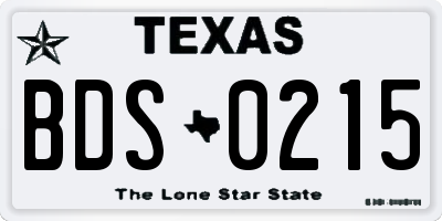 TX license plate BDS0215