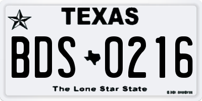 TX license plate BDS0216