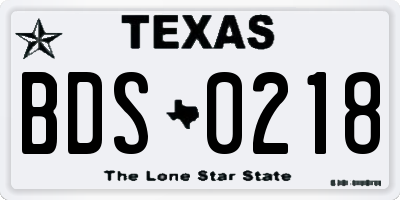 TX license plate BDS0218