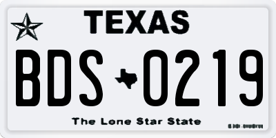 TX license plate BDS0219
