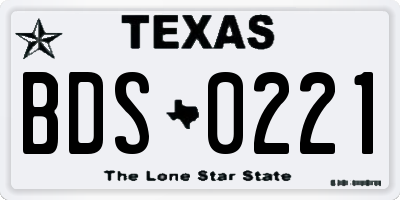 TX license plate BDS0221
