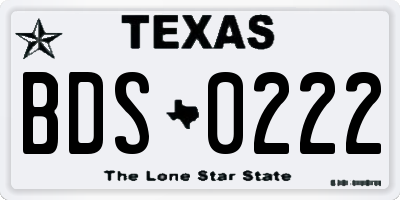 TX license plate BDS0222
