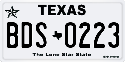 TX license plate BDS0223