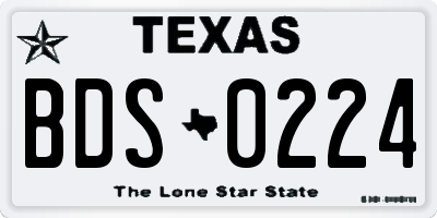 TX license plate BDS0224