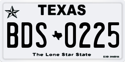 TX license plate BDS0225