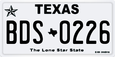TX license plate BDS0226