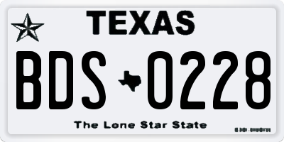 TX license plate BDS0228