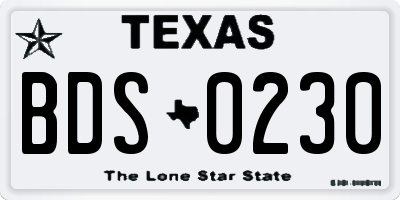 TX license plate BDS0230