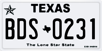 TX license plate BDS0231