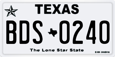 TX license plate BDS0240