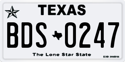 TX license plate BDS0247