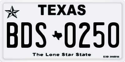 TX license plate BDS0250