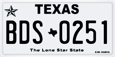 TX license plate BDS0251