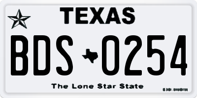 TX license plate BDS0254