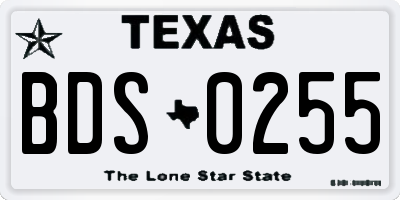 TX license plate BDS0255