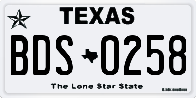 TX license plate BDS0258