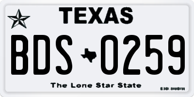 TX license plate BDS0259