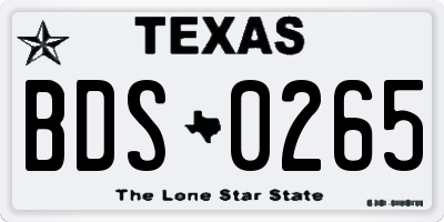 TX license plate BDS0265