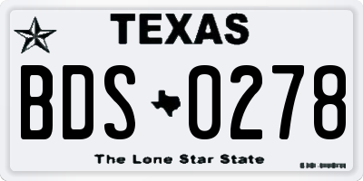 TX license plate BDS0278