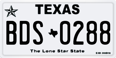 TX license plate BDS0288