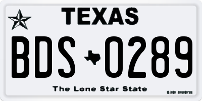 TX license plate BDS0289