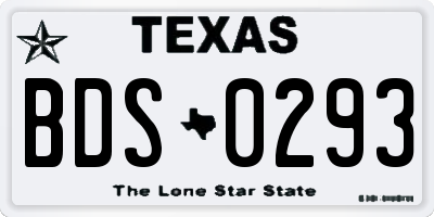 TX license plate BDS0293