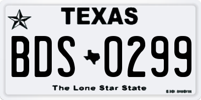 TX license plate BDS0299