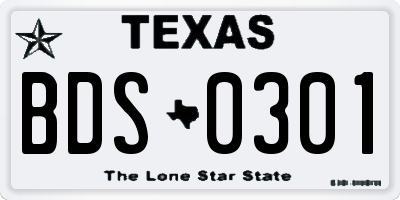 TX license plate BDS0301