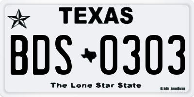 TX license plate BDS0303
