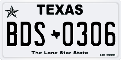 TX license plate BDS0306