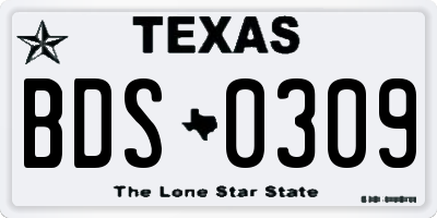 TX license plate BDS0309