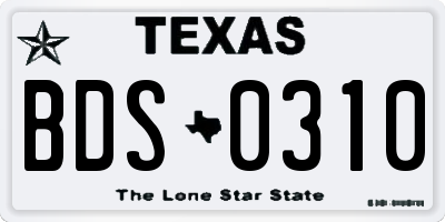 TX license plate BDS0310