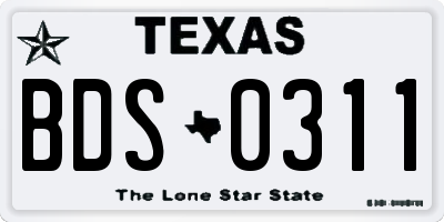 TX license plate BDS0311