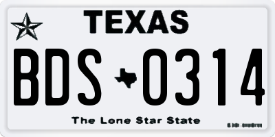 TX license plate BDS0314